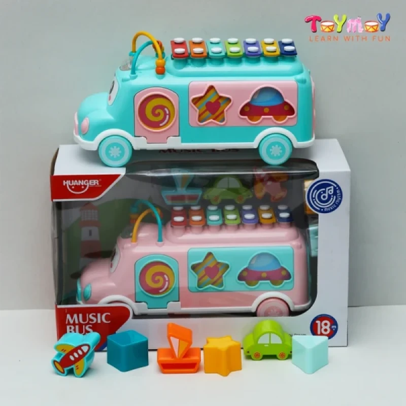 Xylo-bus- A fun xylophone music Bus and Puzzle Toy - Main view showing full design